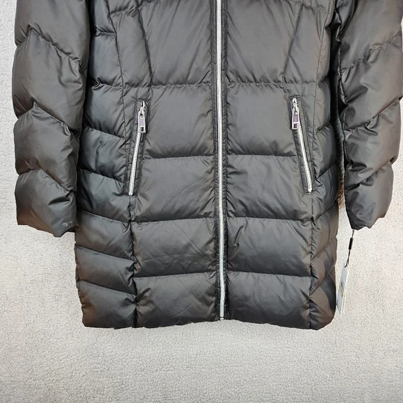 **SOLD***Calvin klein Womens Black Full Zip Coat Sz M Detachable Hood Faux Fur - Picture 6 of 15